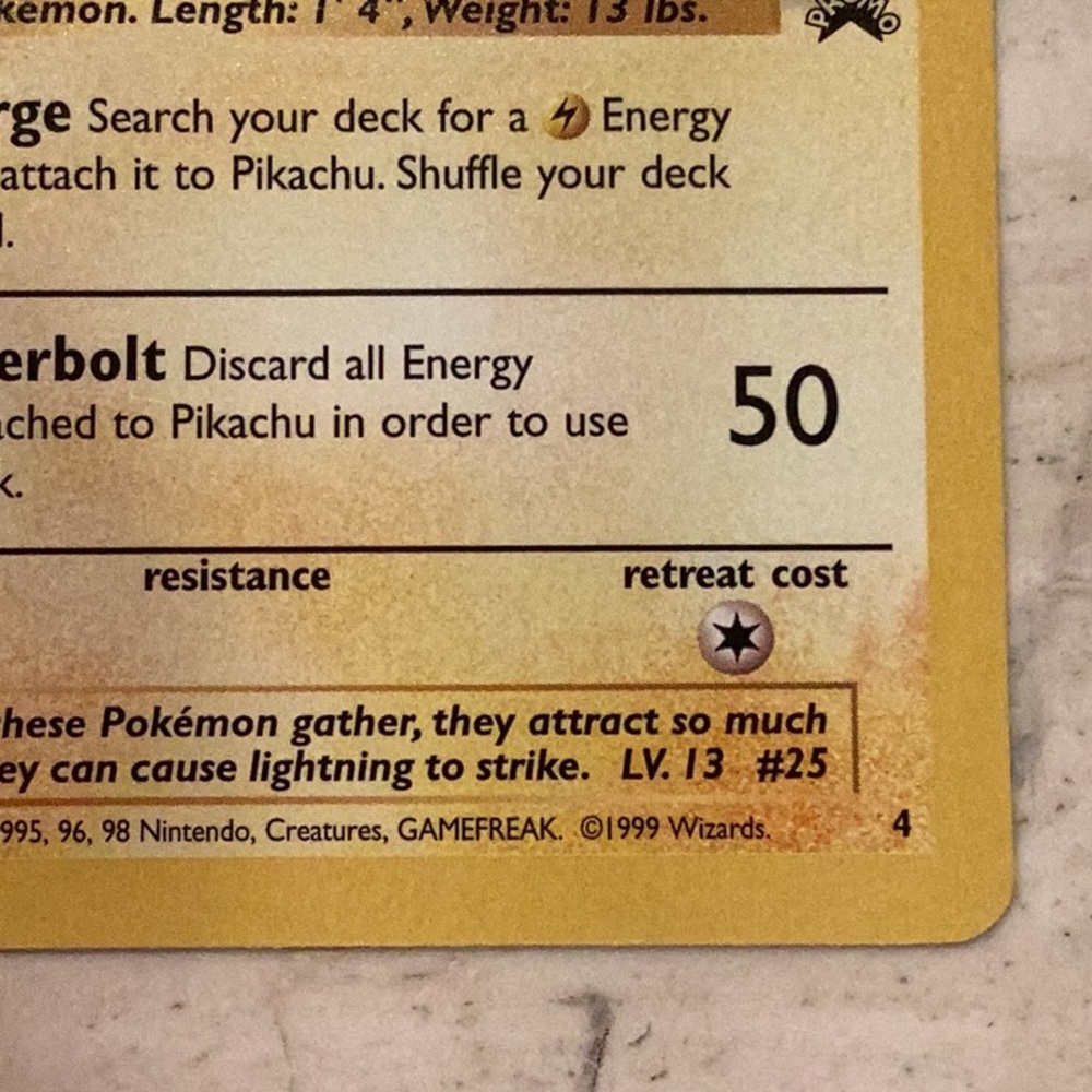 Pikachu 1999 Movie Promo 4 Pokemon Card Stamped WB The First Movie #4 - Picture 3 of 5